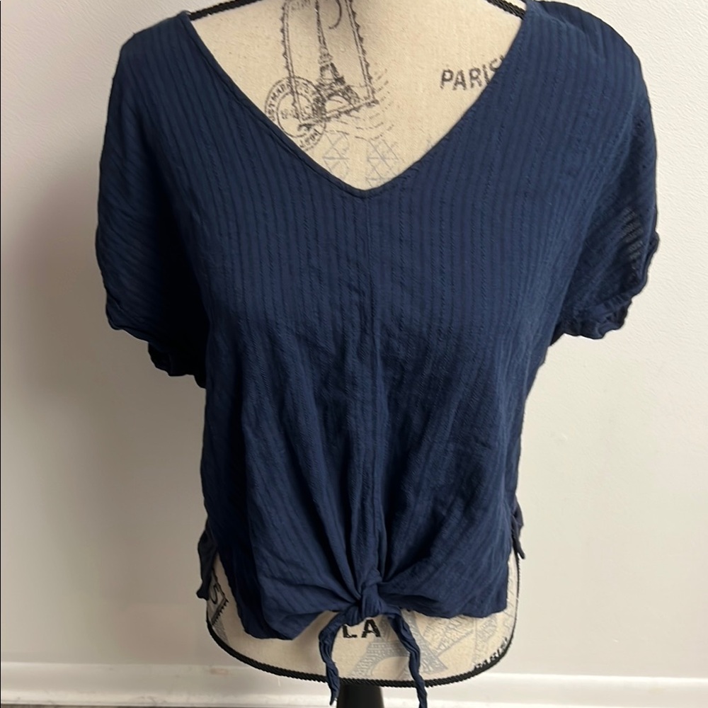 Navy Blue V-Neck Women's Top!